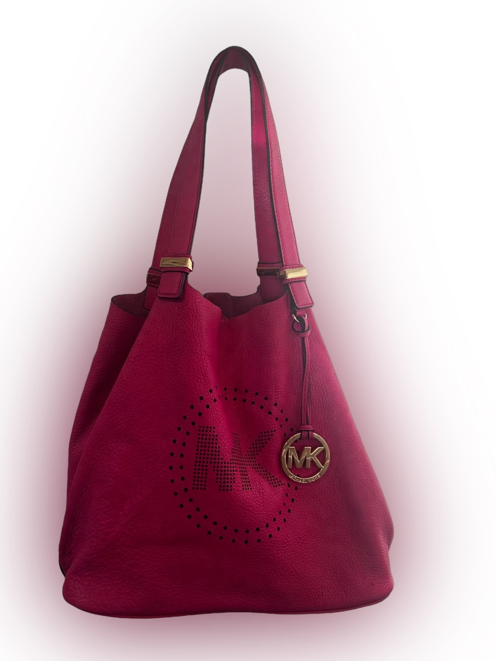 Michael Kors Large Fuchsia Perforated Tote Bag - Pebbled Leather